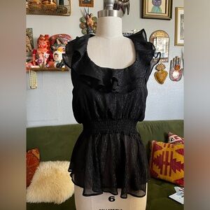 Y2K Charlotte Russe sparkly Black ruffle halter top
